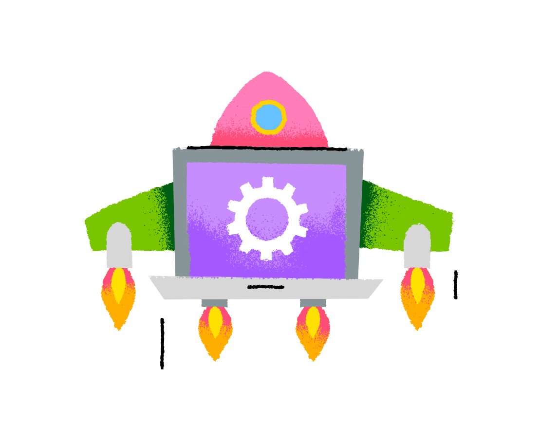 rocket with laptop